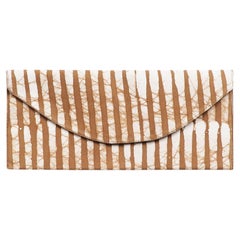 Oak Brown Stripes Wax Block Printed Modern Artisanal Envelope Pouch