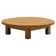 Oak brutalist artisan coffee table, 1970s France.