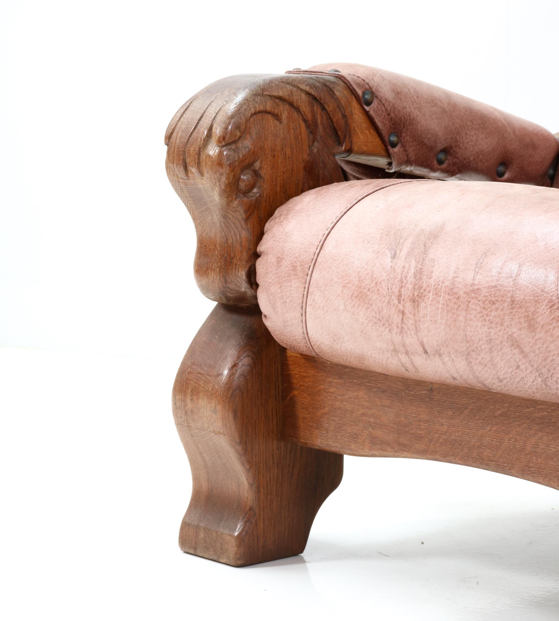 Oak Brutalist Lounge Chair, 1980s 1