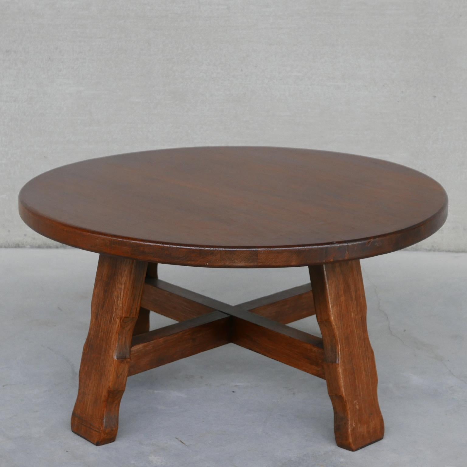 Wood Oak Brutalist Mid-Century Belgium Coffee Table
