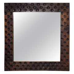 Oak Brutalist Mirror, 1970s