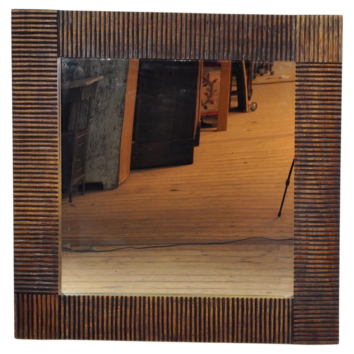 Oak Brutalist Mirror, 1970s