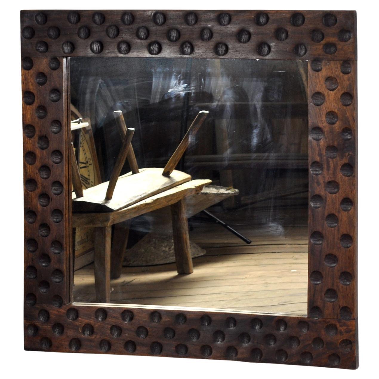 Oak Brutalist Mirror, 1970s