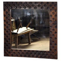 Oak Brutalist Mirror, 1970s