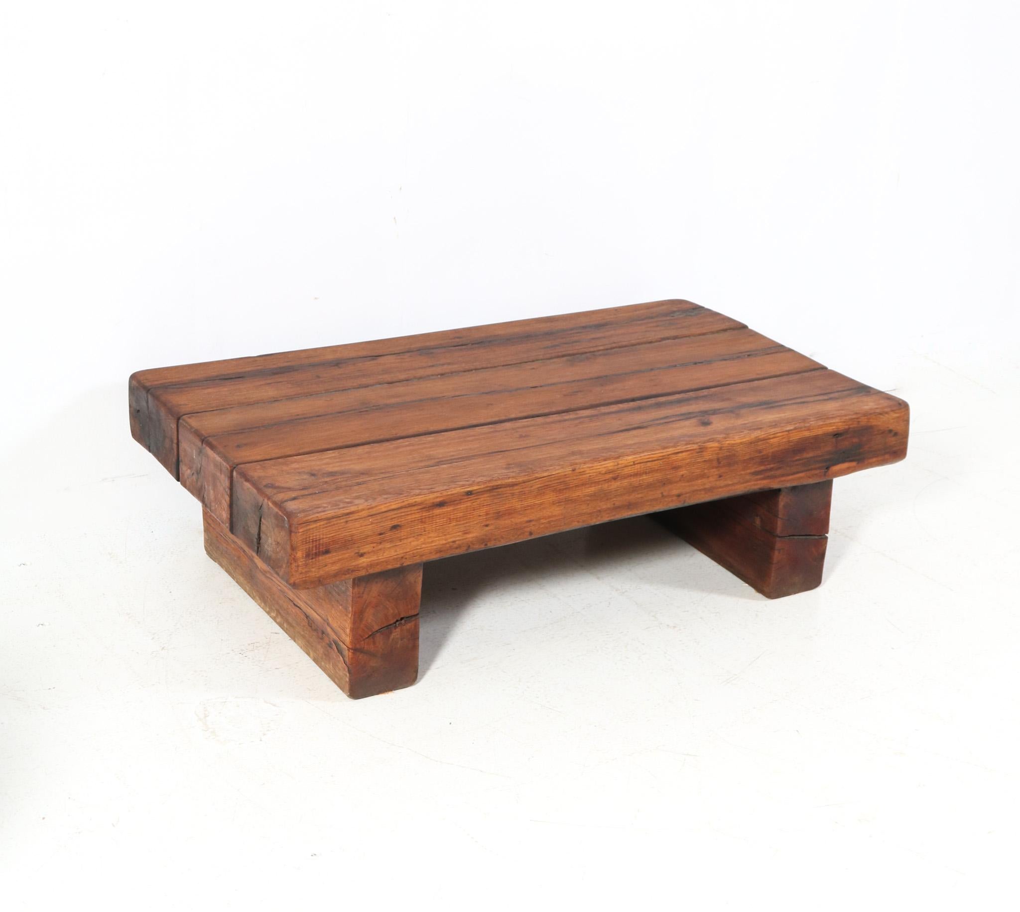 French Oak Brutalist Rustic Coffee Table or Cocktail Table, 1960s For Sale