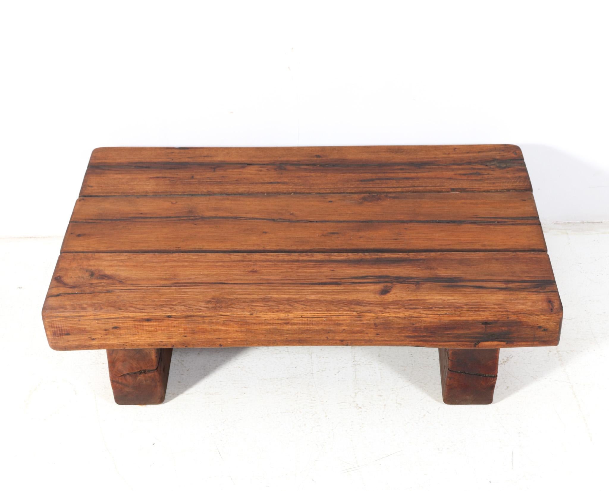 Oak Brutalist Rustic Coffee Table or Cocktail Table, 1960s In Good Condition For Sale In Amsterdam, NL