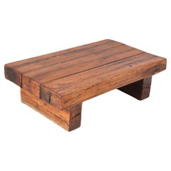 Oak Brutalist Rustic Coffee Table or Cocktail Table, 1960s