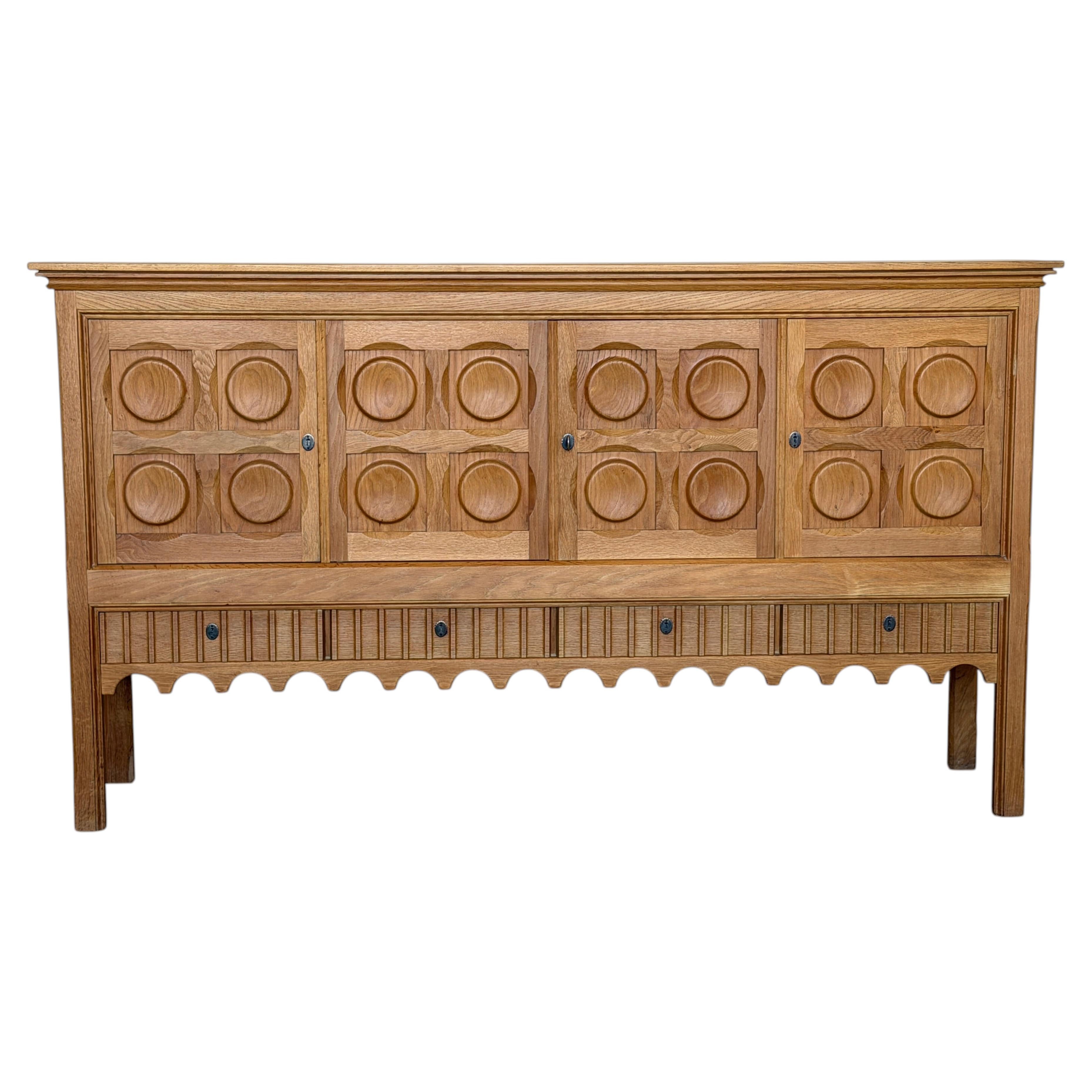 Oak Brutalist Sideboard by Henning Kjærnulf for Nyrup Møbelfabrik, 1960s