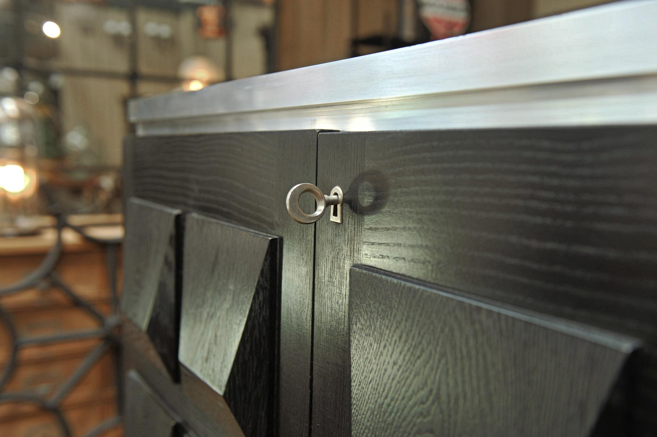 Oak Brutalist Two-Door Cabinet, circa 1970 3