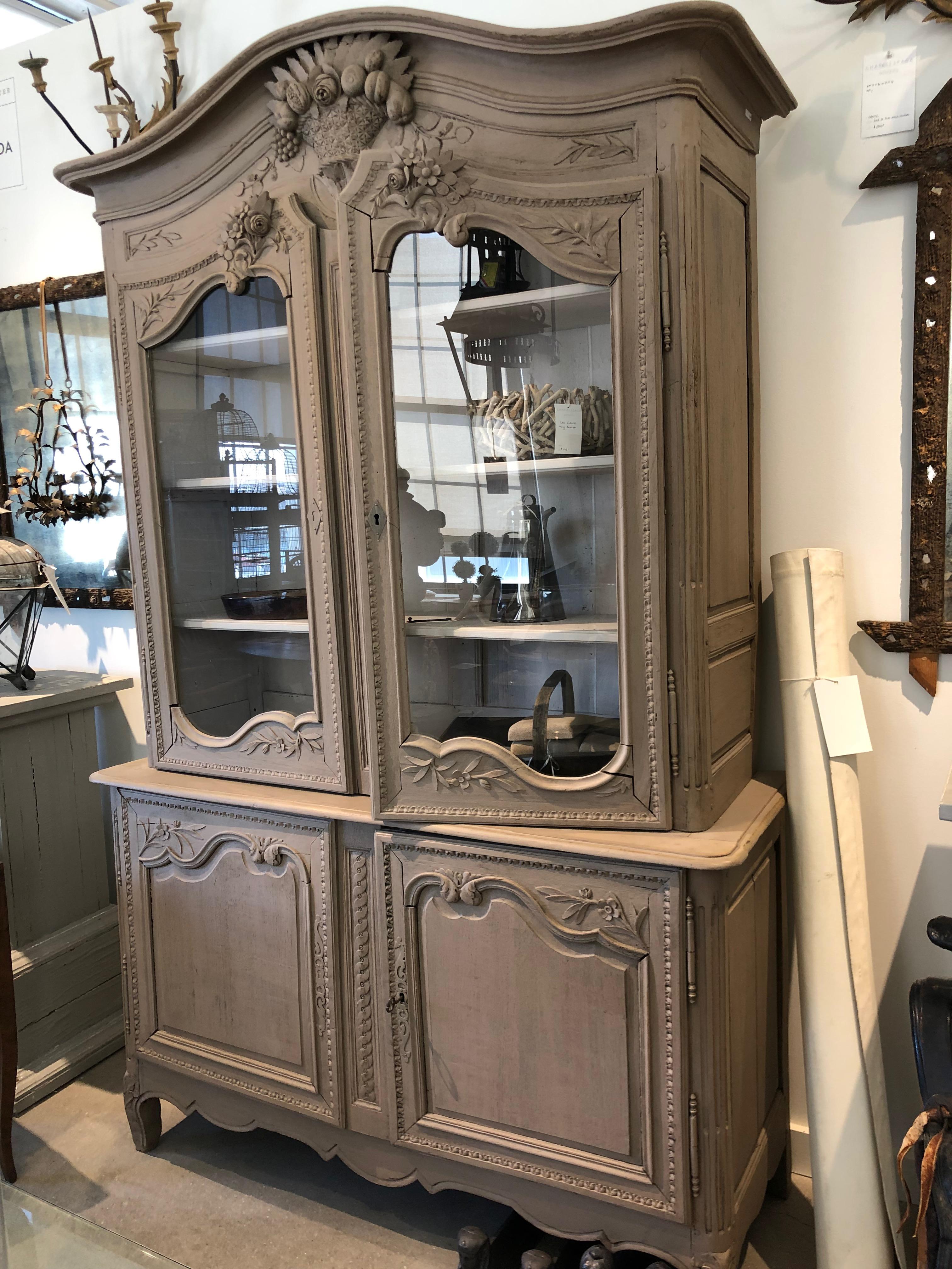 Oak buffet, French, 19th century.
Painted grey.