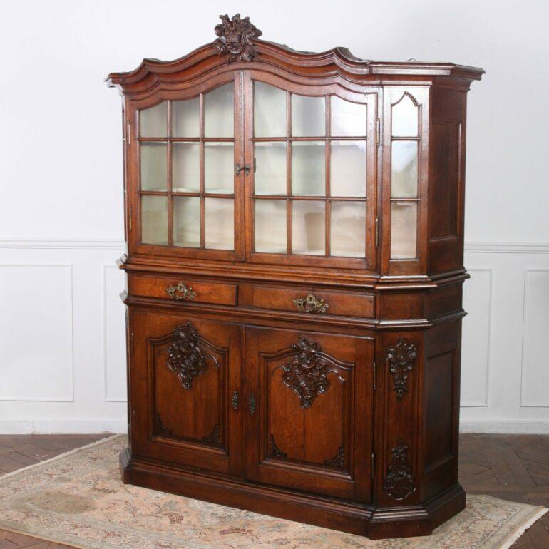 Dutch Oak Buffet Hutch with Elegant Carved Detail, Circa 1850 For Sale