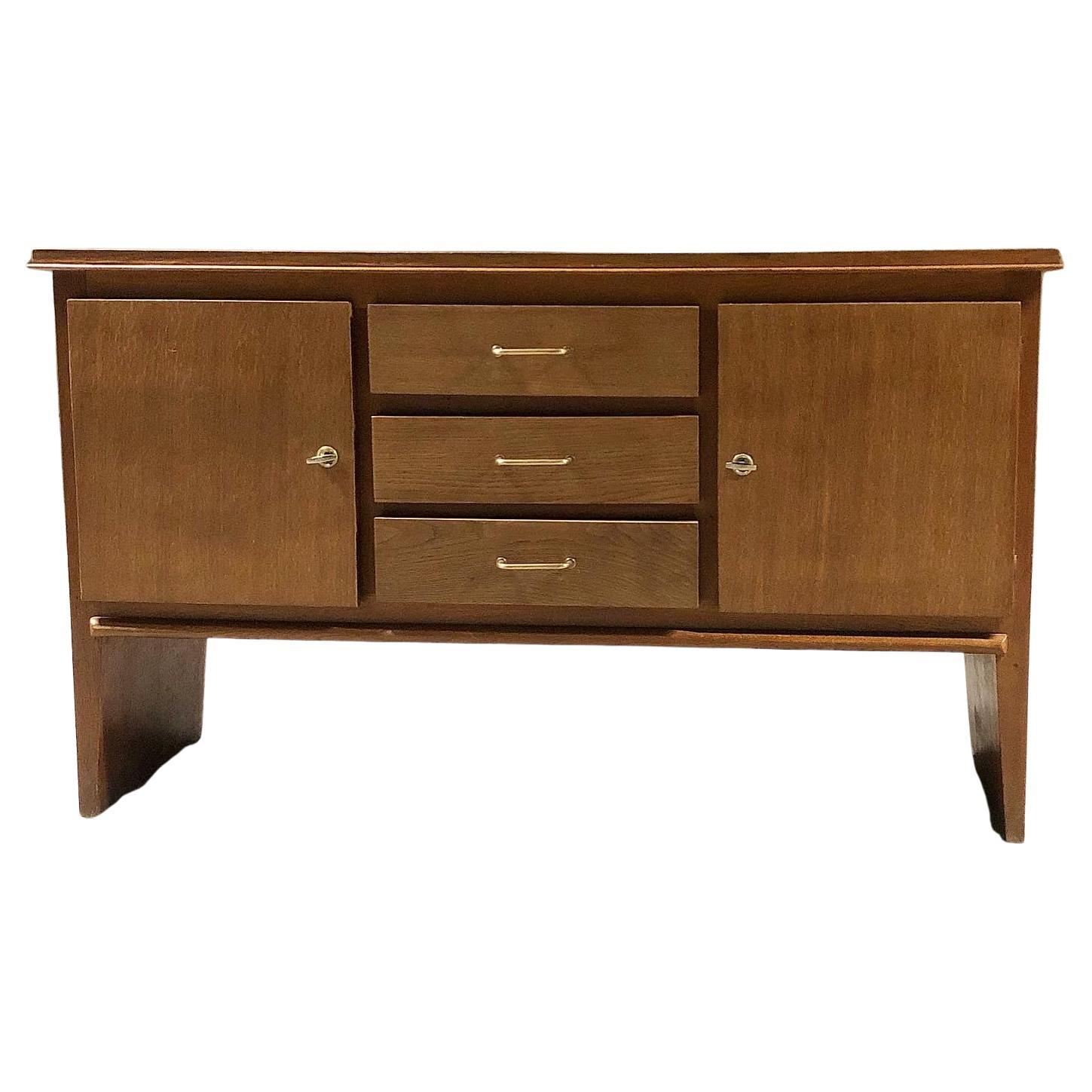 Oak Buffet with 2 Doors and 3 Drawers by René Gabriel, 1940s For Sale