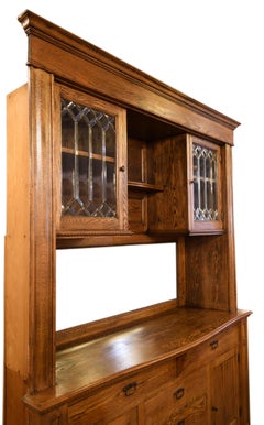 Oak Buffet with Leaded Glass Doors