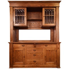 Oak Buffet with Leaded Glass Doors