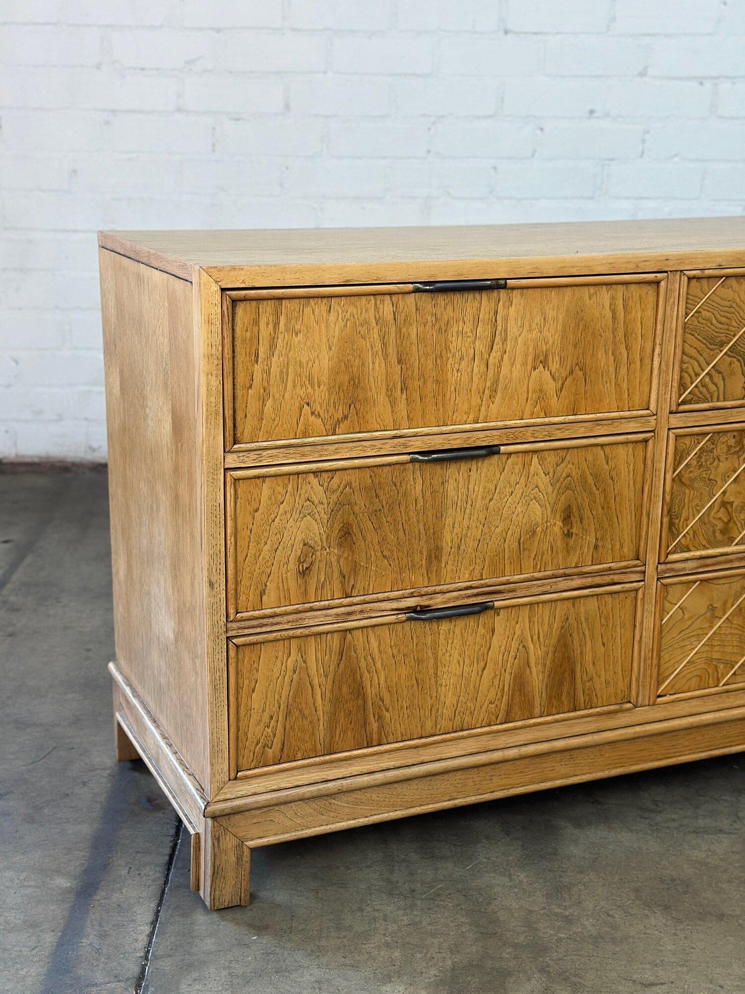 Oak & Burl wood Dresser by American of Martinsville 2