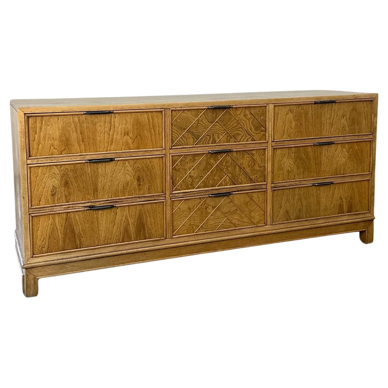 Oak & Burl wood Dresser by American of Martinsville