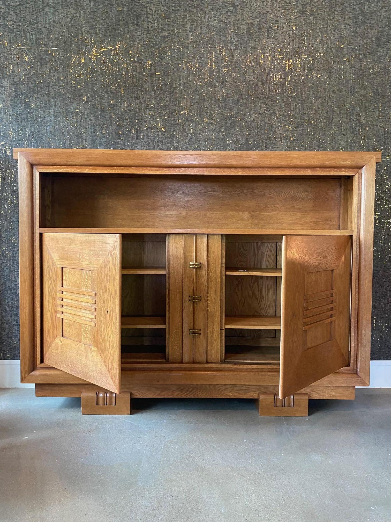 Oak Cabinet by Charles Dudouyt, France, 1940's For Sale 3