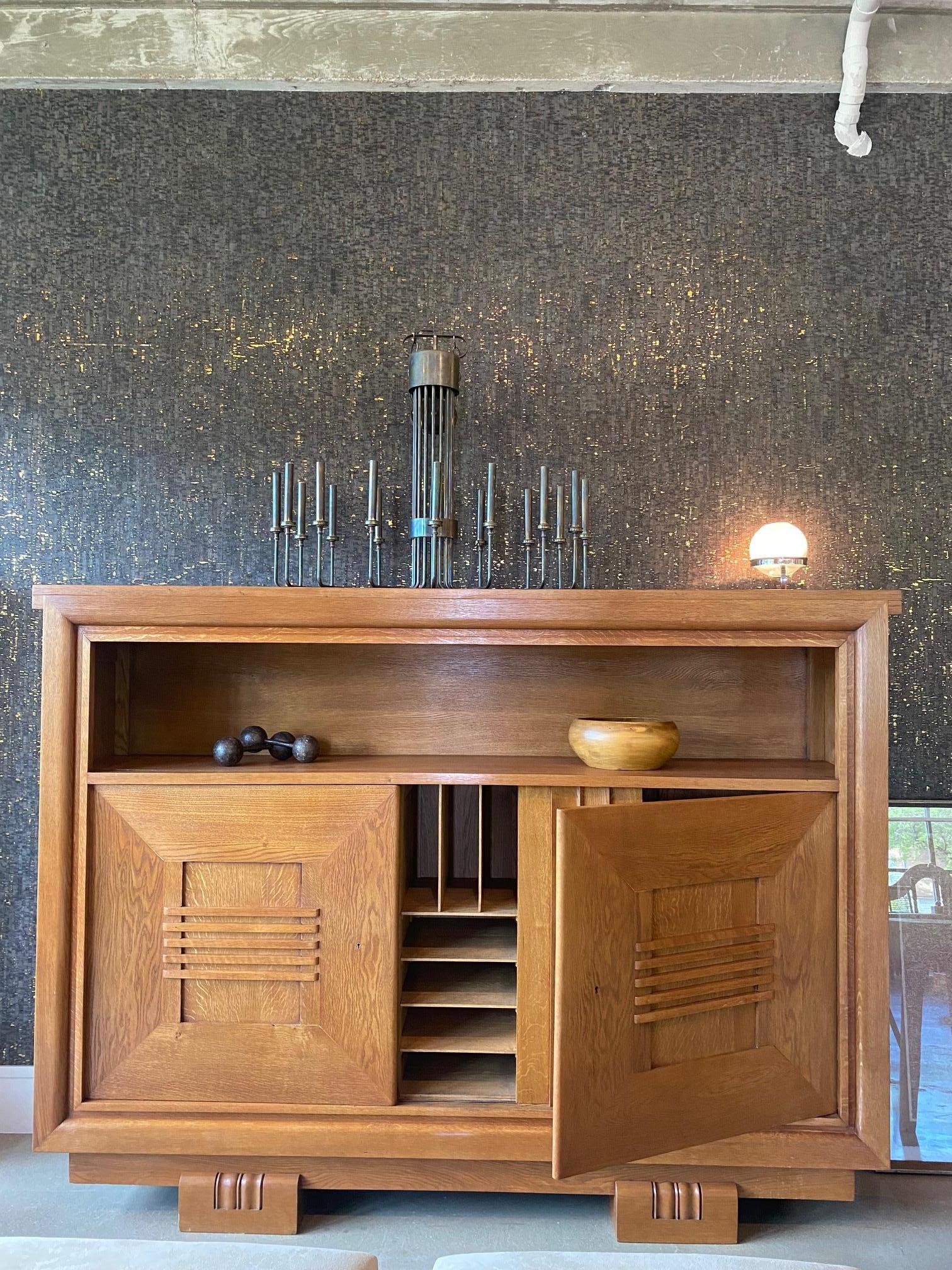 Oak Cabinet by Charles Dudouyt, France, 1940's For Sale 11