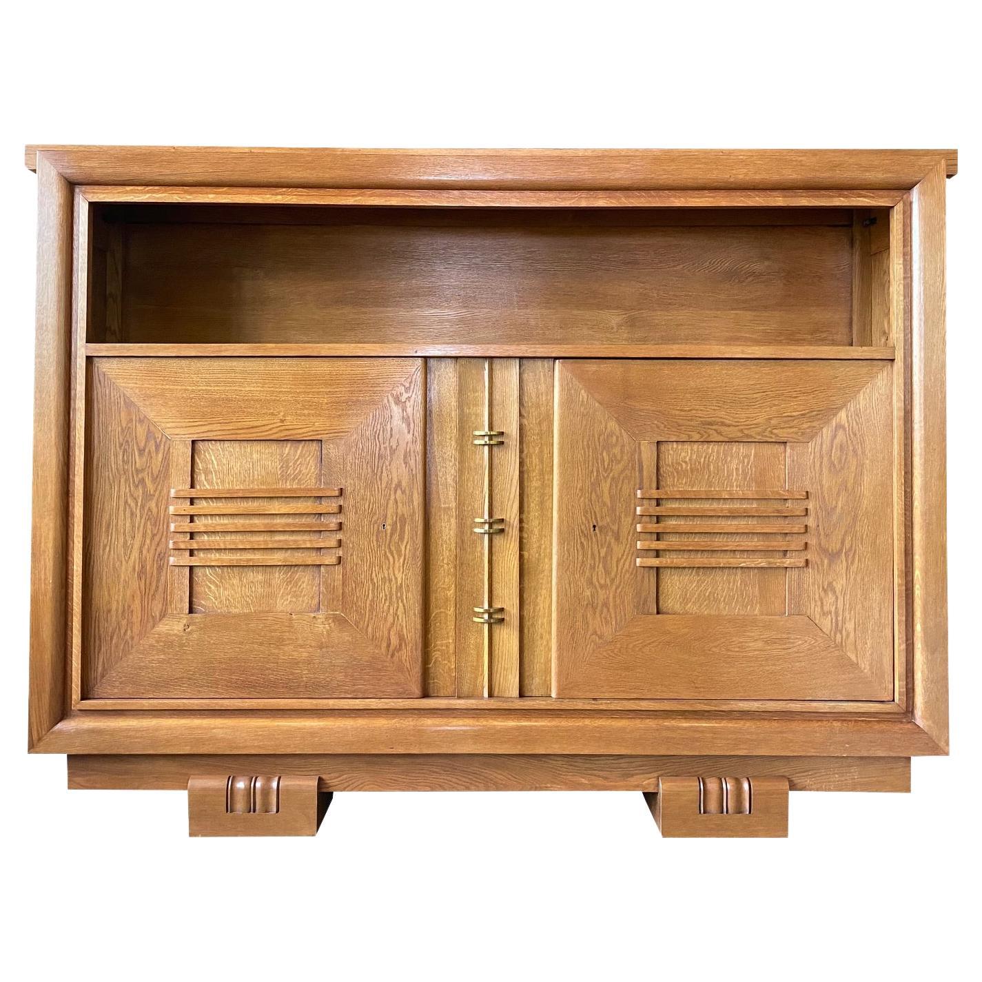 Oak Cabinet by Charles Dudouyt, France, 1940's For Sale