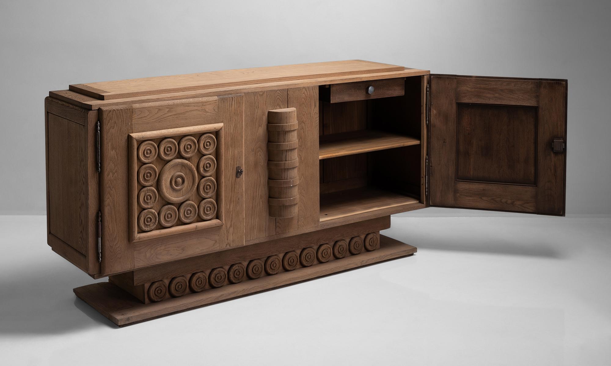 French Oak Cabinet by Charles Dudouyt, France, circa 1940