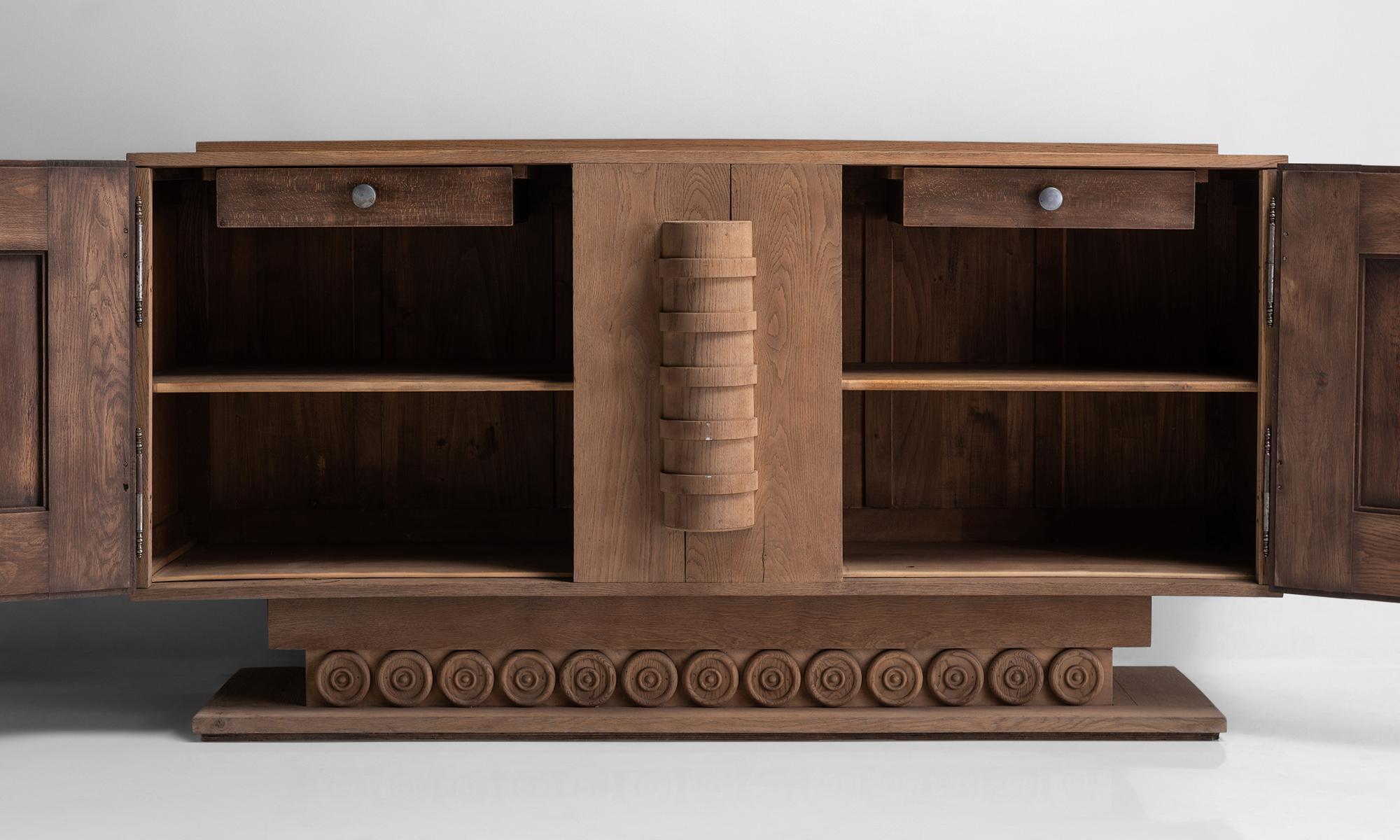 Carved Oak Cabinet by Charles Dudouyt, France, circa 1940