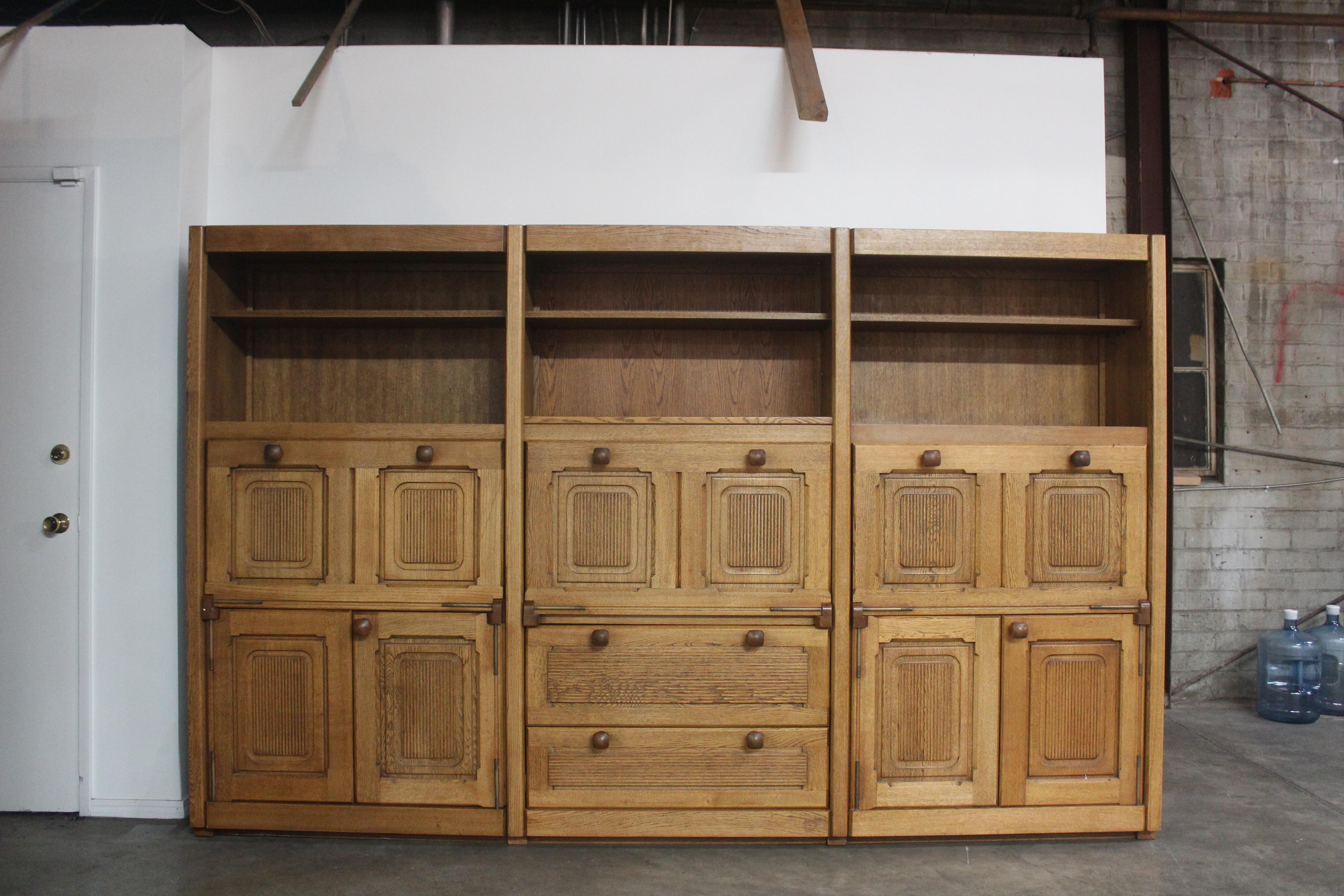 Mid-Century Modern Oak Cabinet by Guillerme et Chambron, France, 1960s