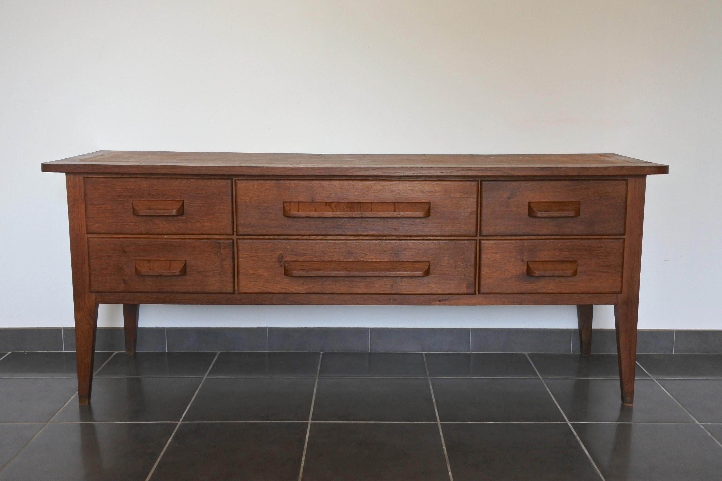 Oak Cabinet by René Gabriel, France, Late 1940s For Sale 12