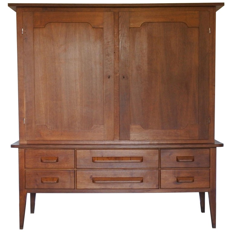 Oak Cabinet by René Gabriel, France, Late 1940s For Sale at 1stDibs