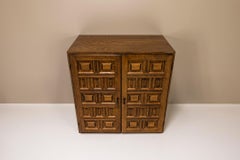 Oak Cabinet in Spanish Brutalist Style, 1970s