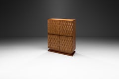 Oak Cabinet with Carved Front in the manner of De Coene Brothers, Belgium