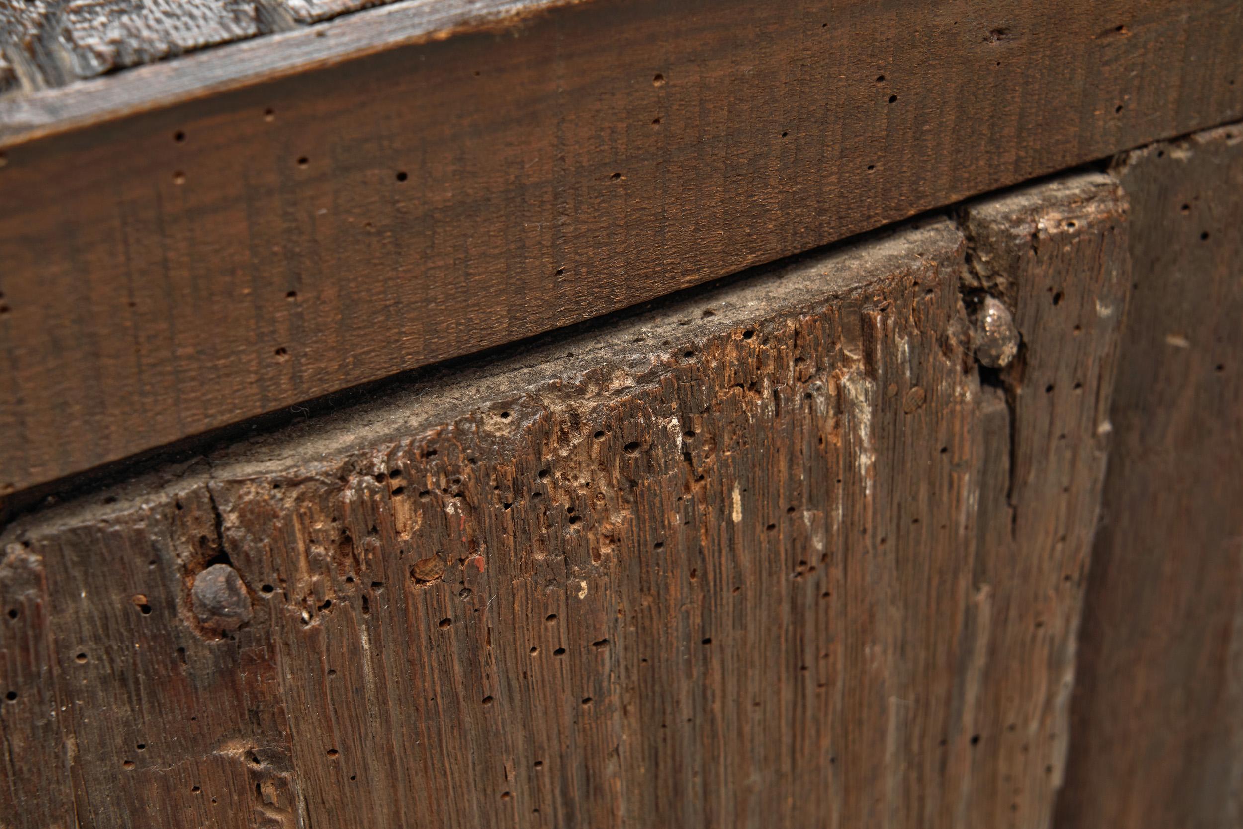 Eichenschrank mit geschnitzten Medaillons auf den Türen, Europa ca. 17. Jahrhundert im Angebot 12