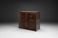 Oak Cabinet with Carved Medallions on Doors, Europe ca 17th Century