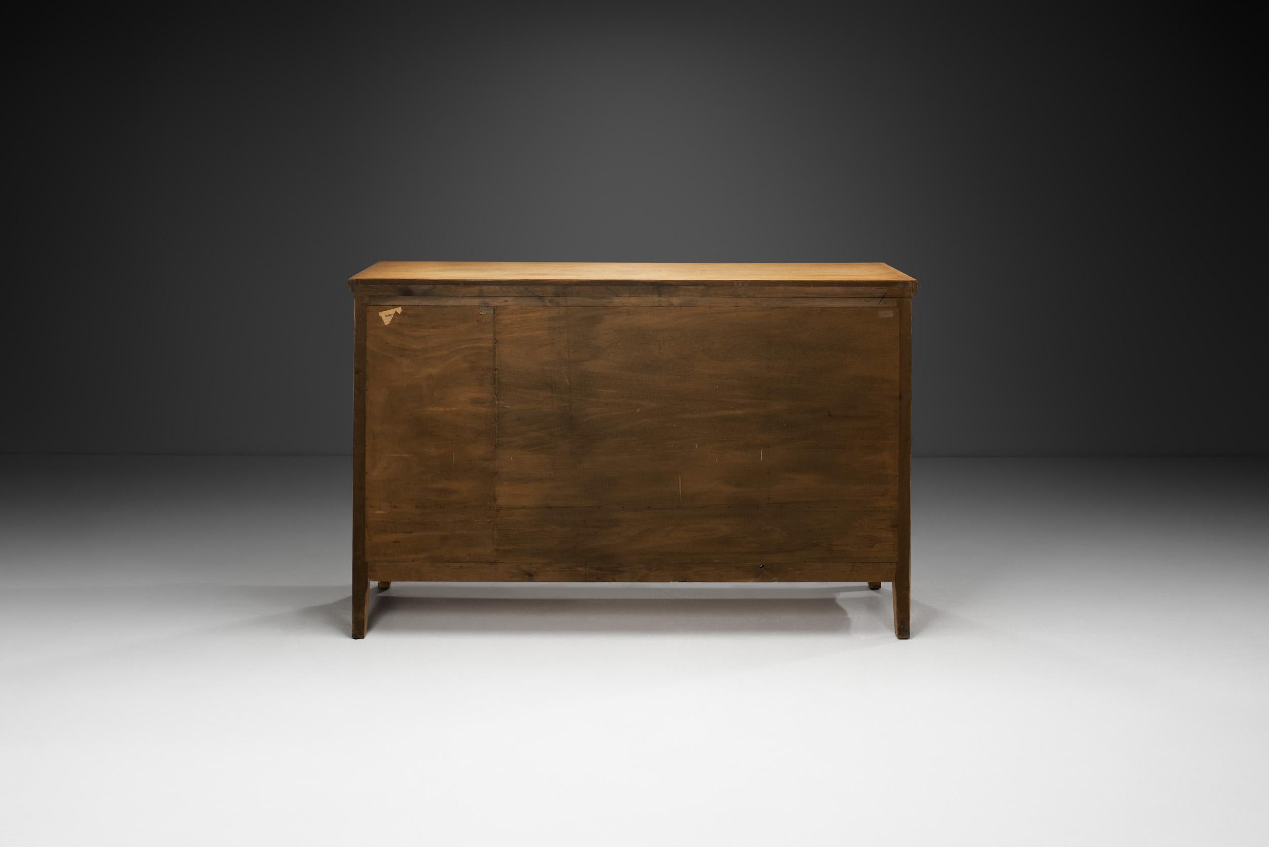 Oak Cabinet with Carved Motifs by Henning Kjærnulf, Denmark Mid 20th Century For Sale 2