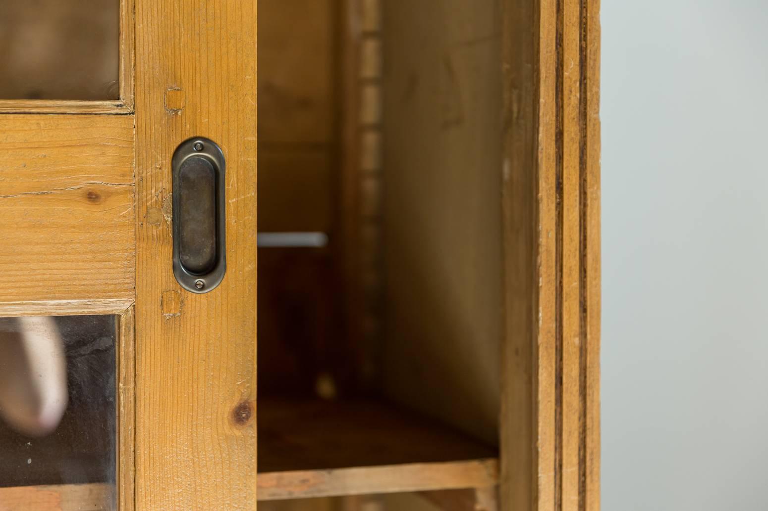 Oak Cabinet with Glass Sliding Doors 2