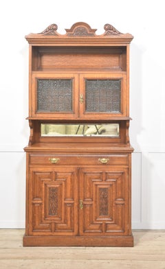 Oak Cabinet with Leaded Glass Doors