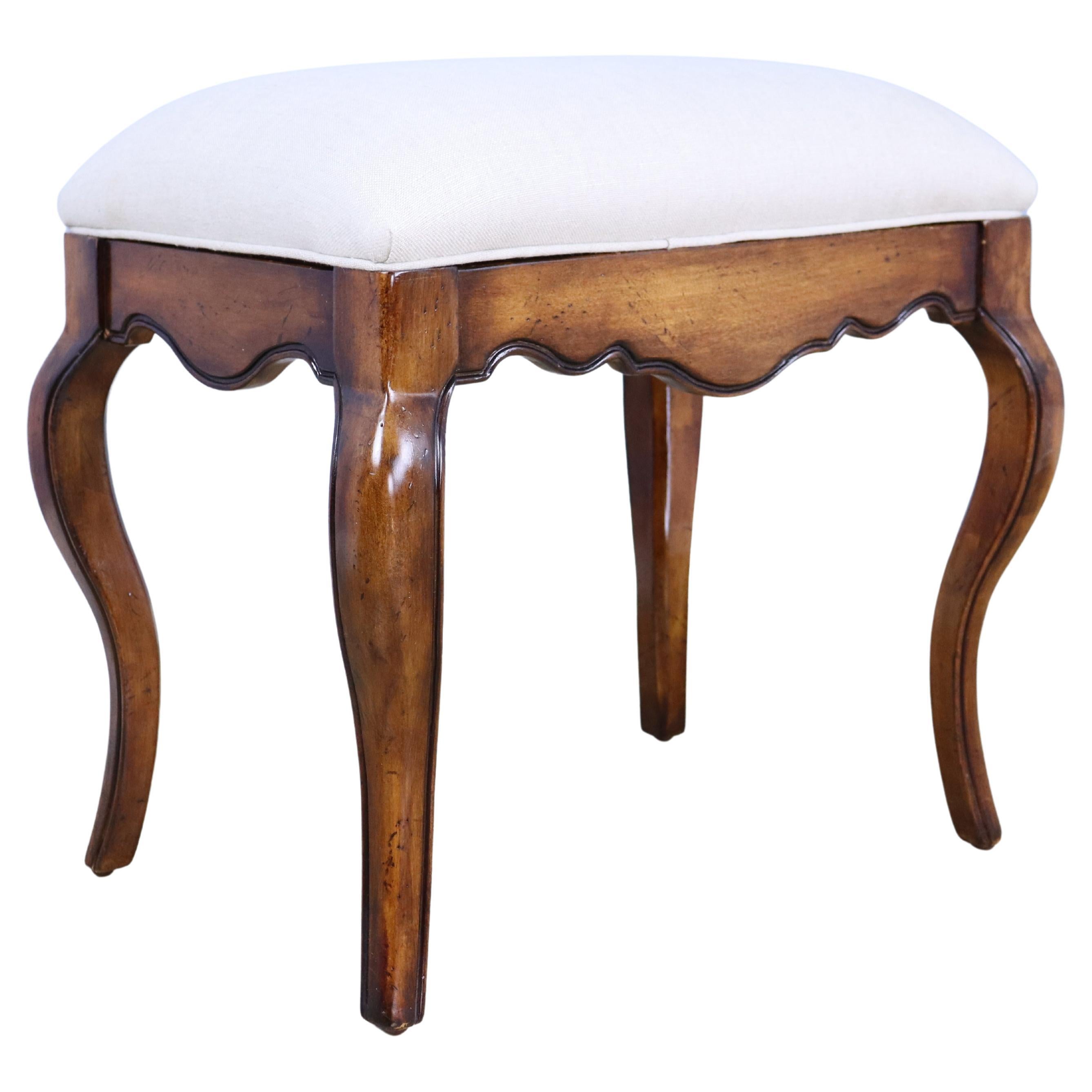 1940's Hollywood Scroll Back Vanity Chair /Stool with Cabriole Legs at