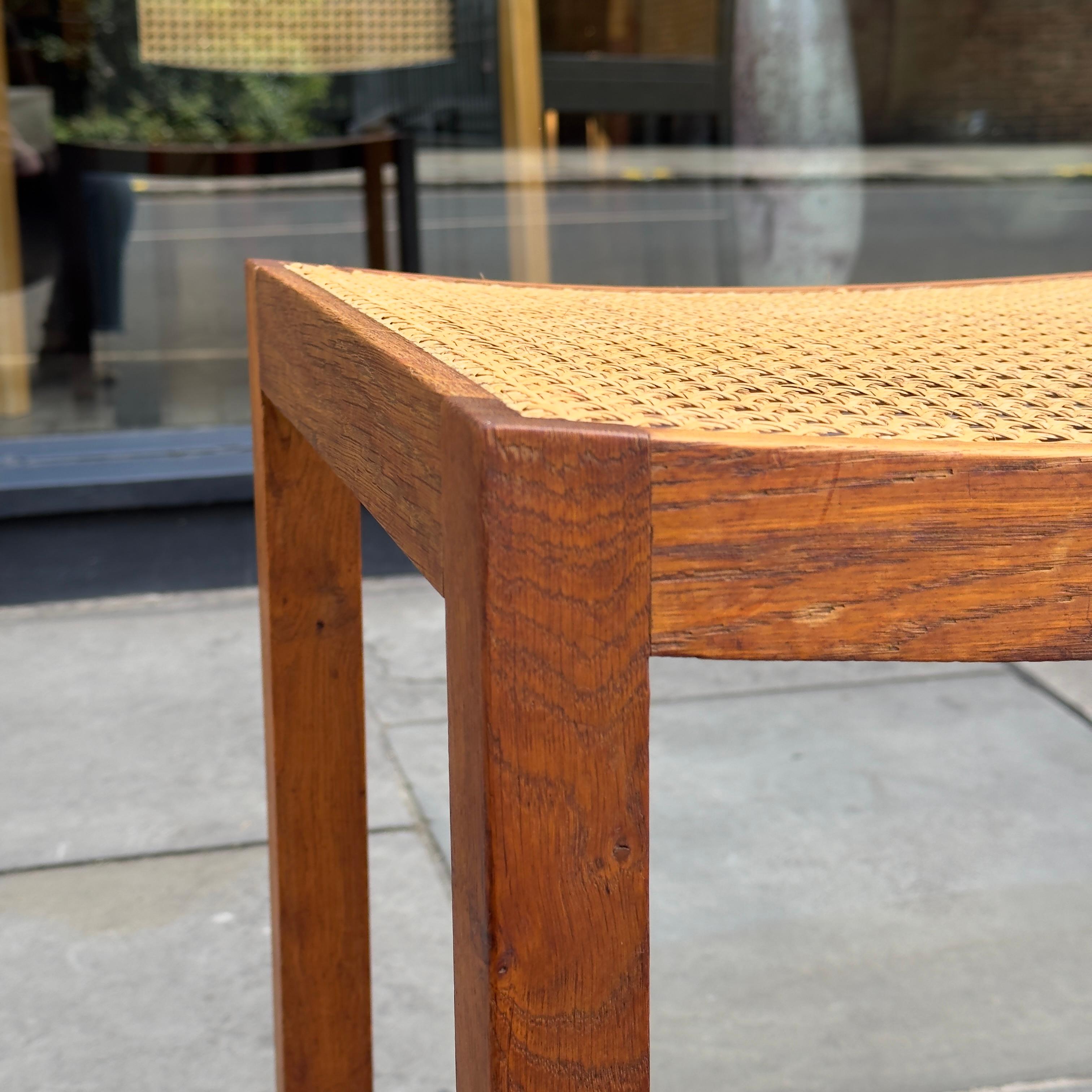 Danish Oak & Cane Piano Stool