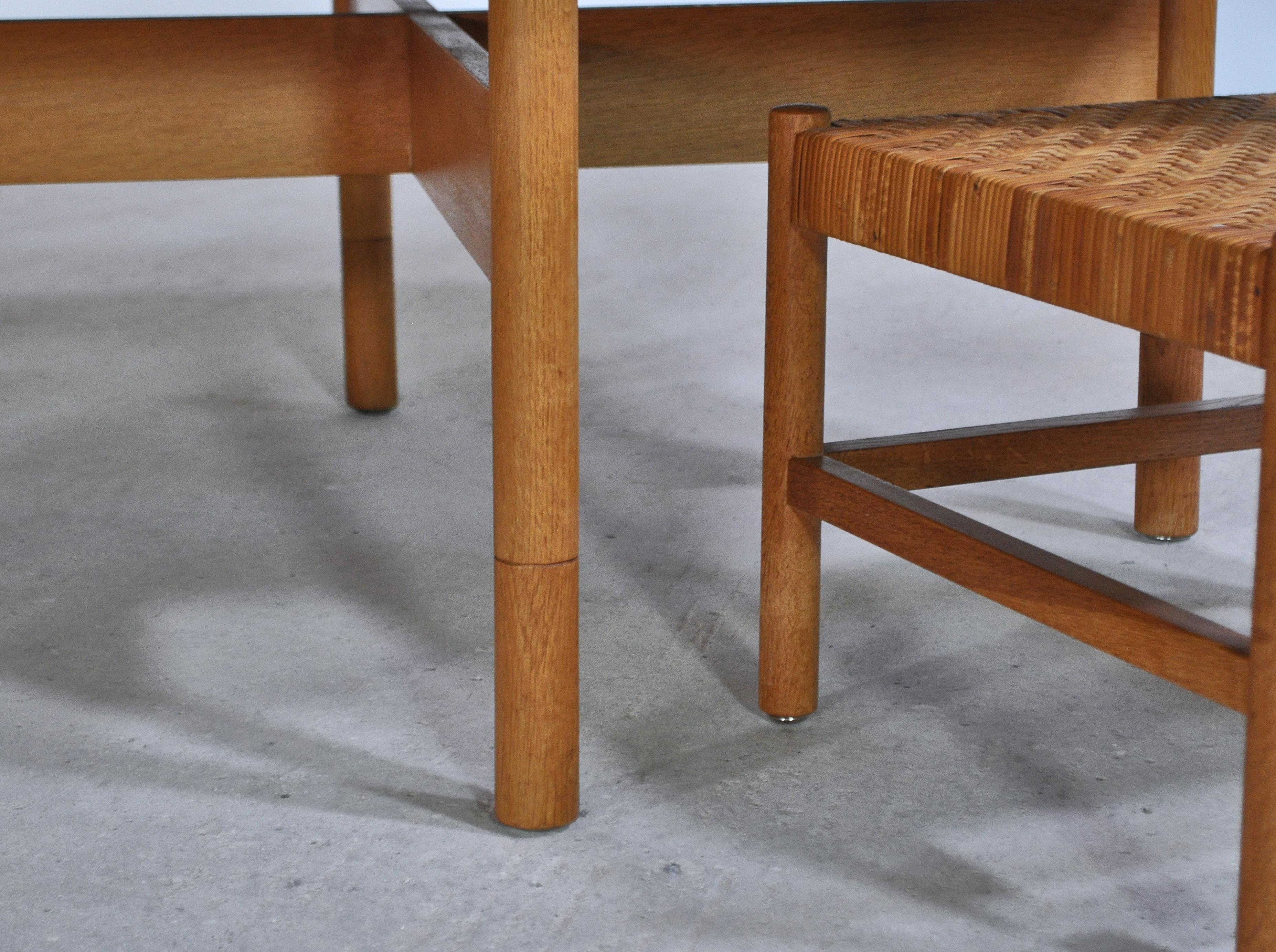 Oak & Cane Table and Stool Set by Axel Thygesen for Interna Danish Modern, 1950s 6