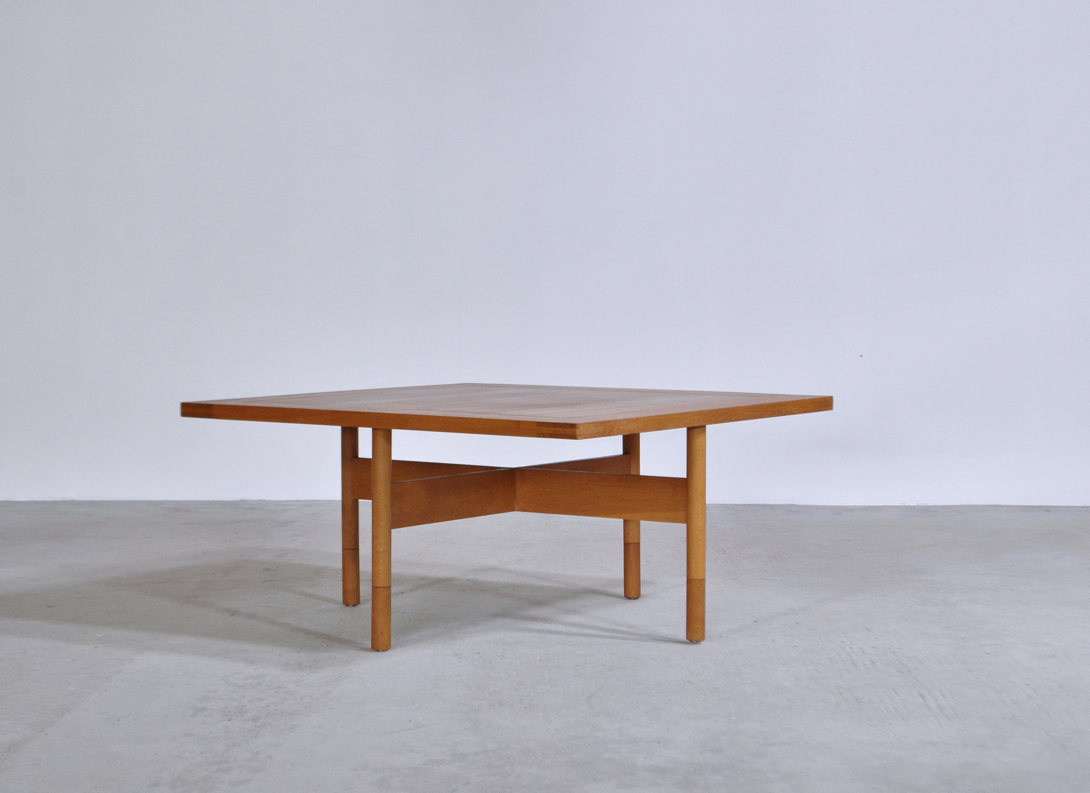 Oak & Cane Table and Stool Set by Axel Thygesen for Interna Danish Modern, 1950s 9