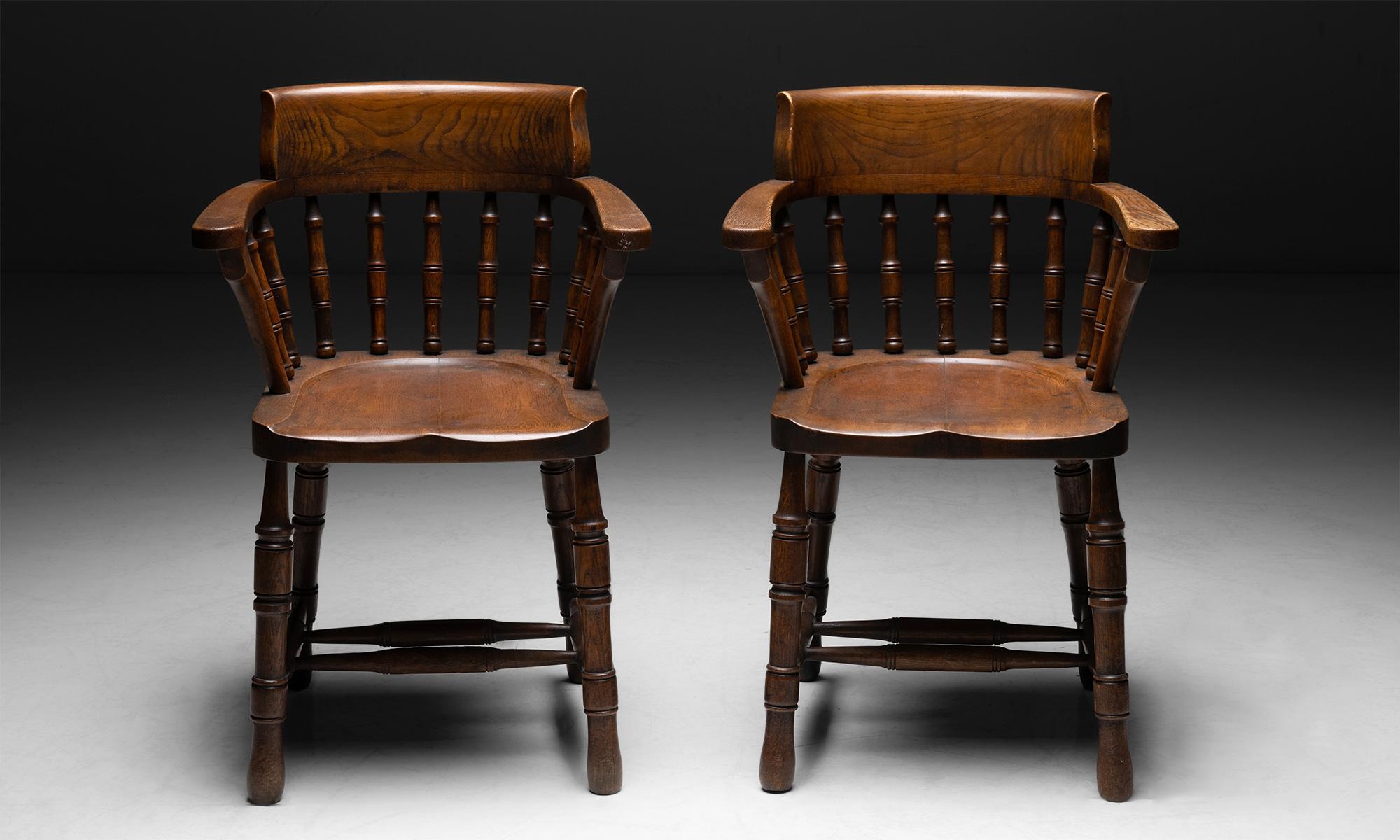 19th Century Oak Captain's Chair, England, circa 1890 For Sale