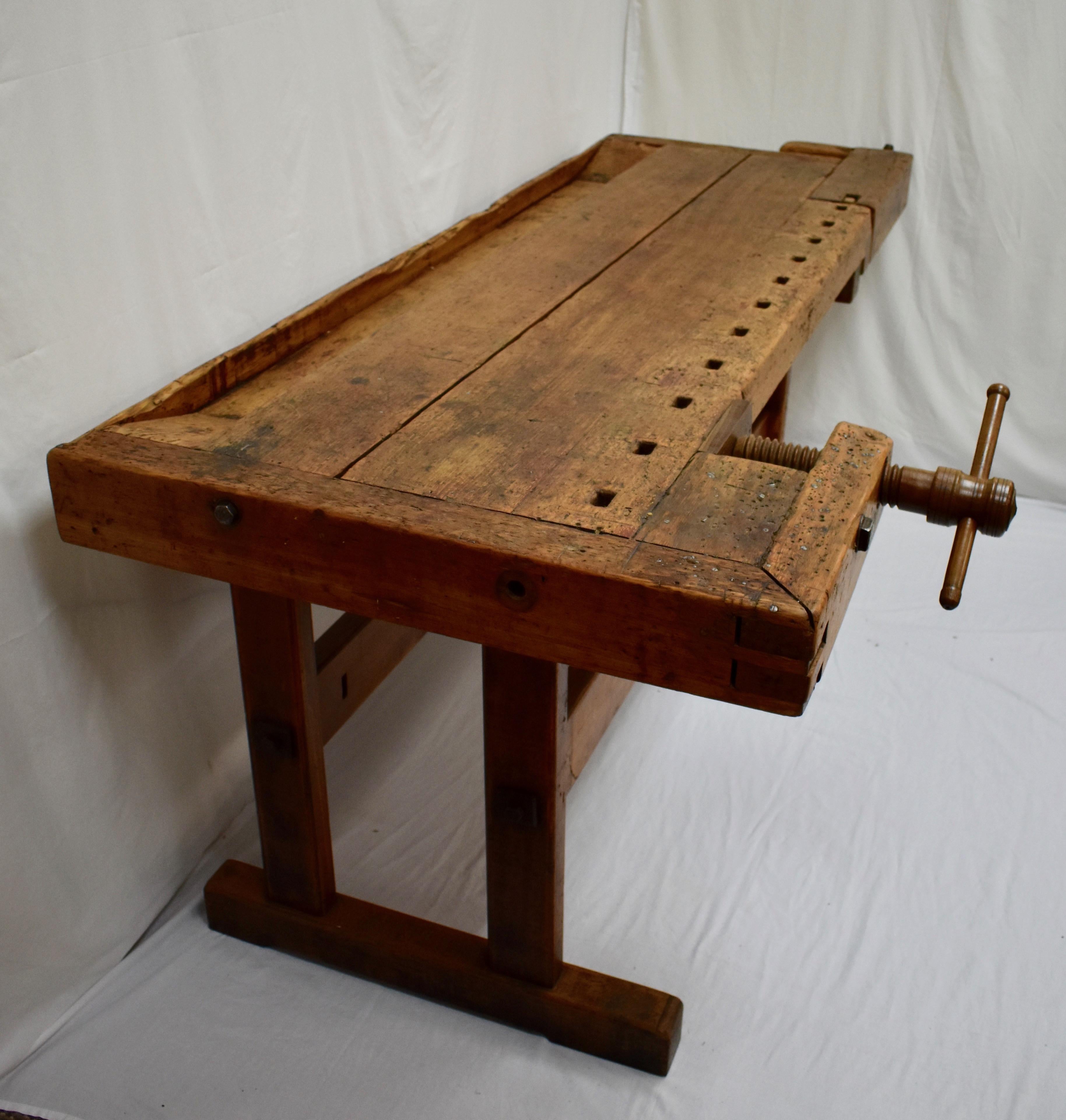 Industrial Oak Carpenter's and Joiner's Work Bench