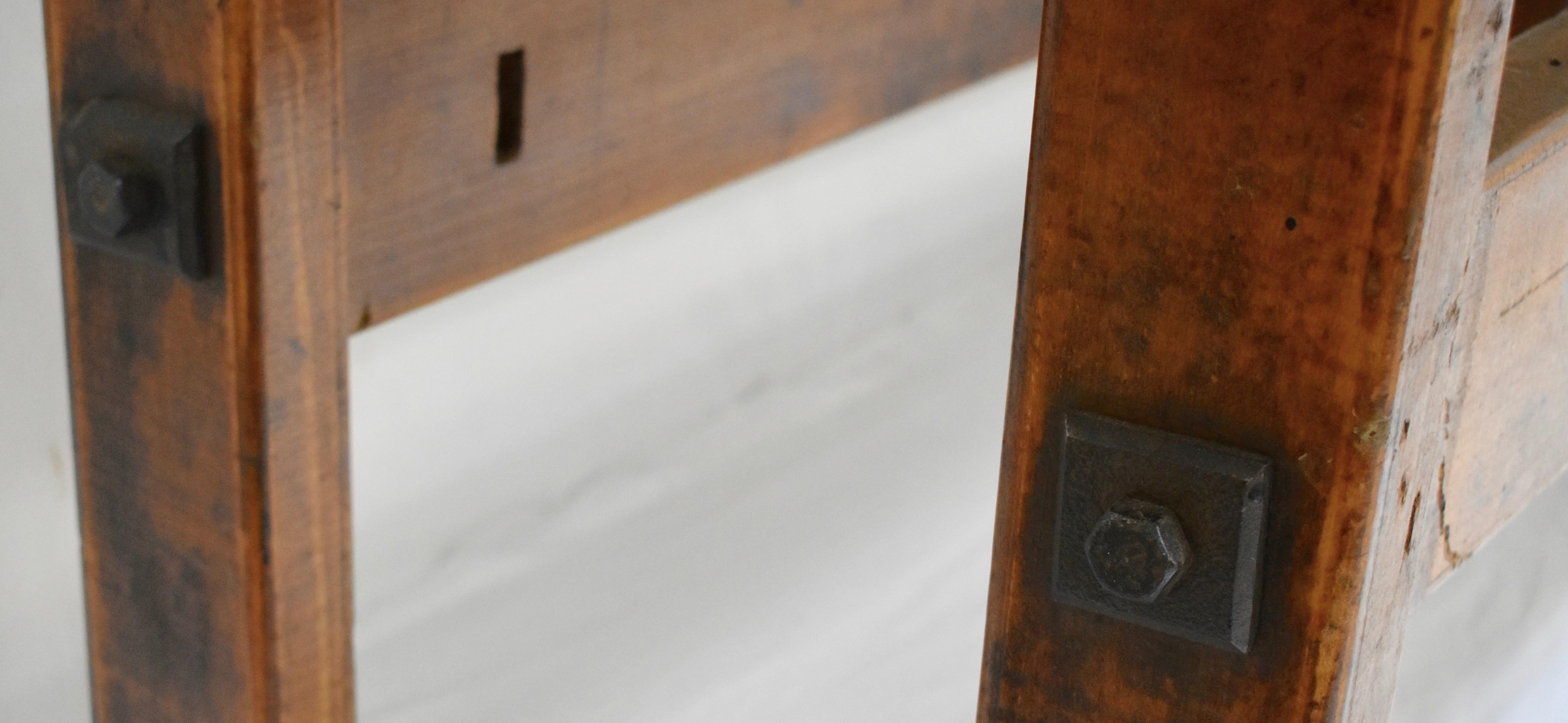 Polished Oak Carpenter's and Joiner's Work Bench