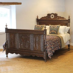 Oak Carved Antique Bed WK174