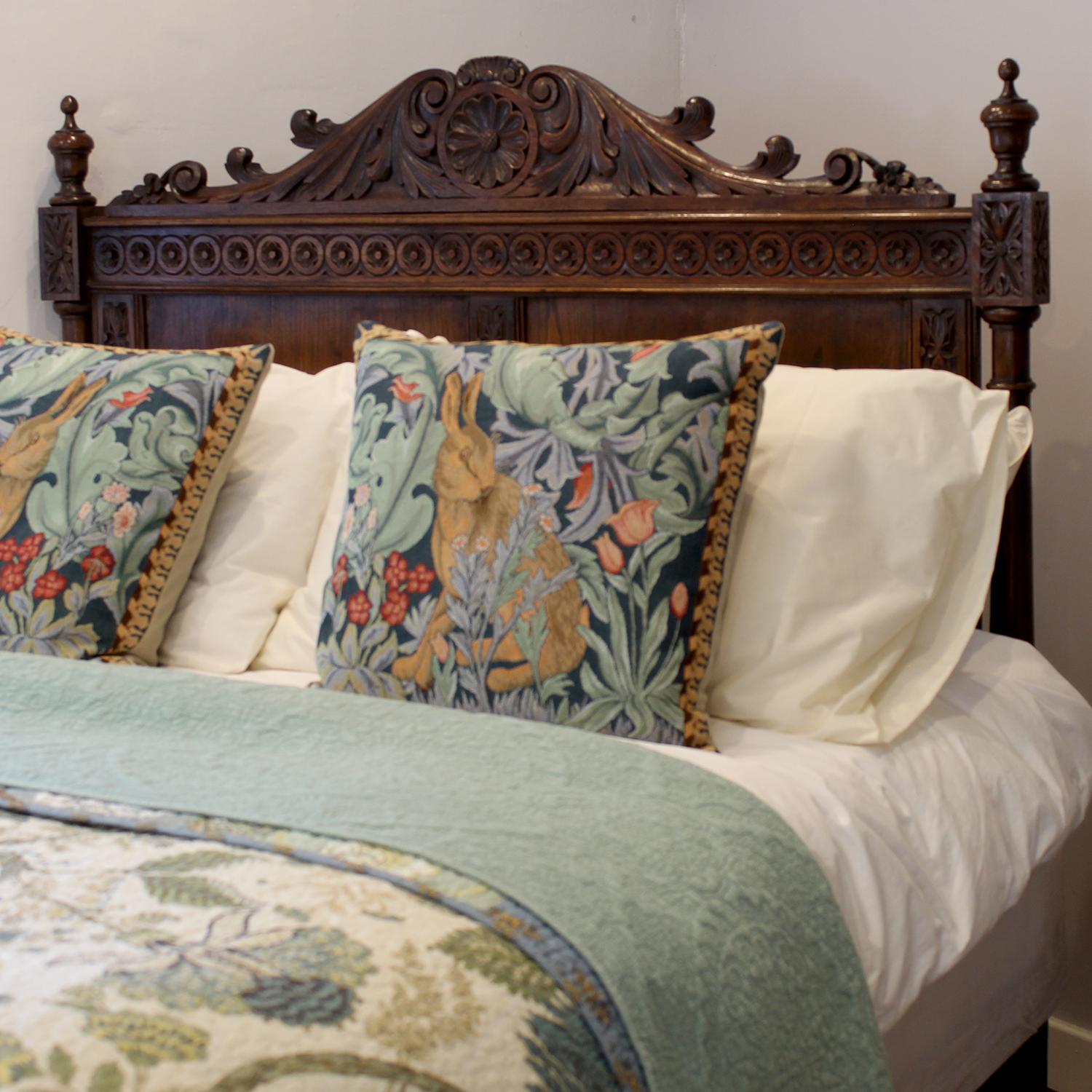 Oak Carved Breton Antique Bed, WK203 3