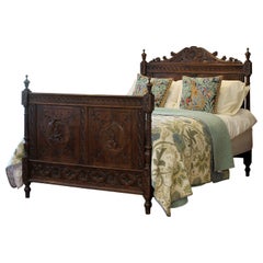 Oak Carved Breton Antique Bed, WK203