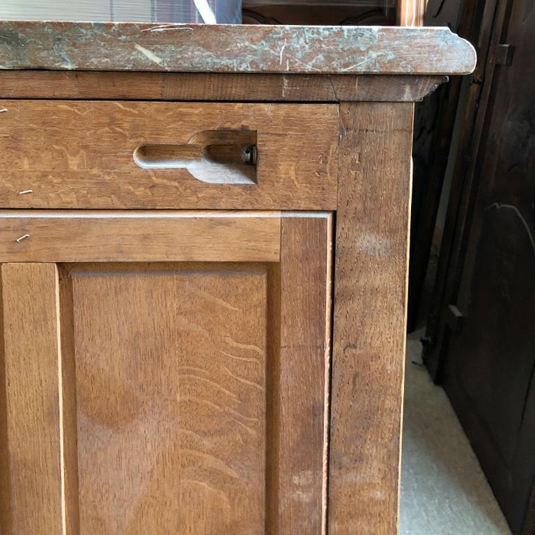 Brass French Provincial Carved Credenza with Pink Serpentine Marble Top France 1700s For Sale
