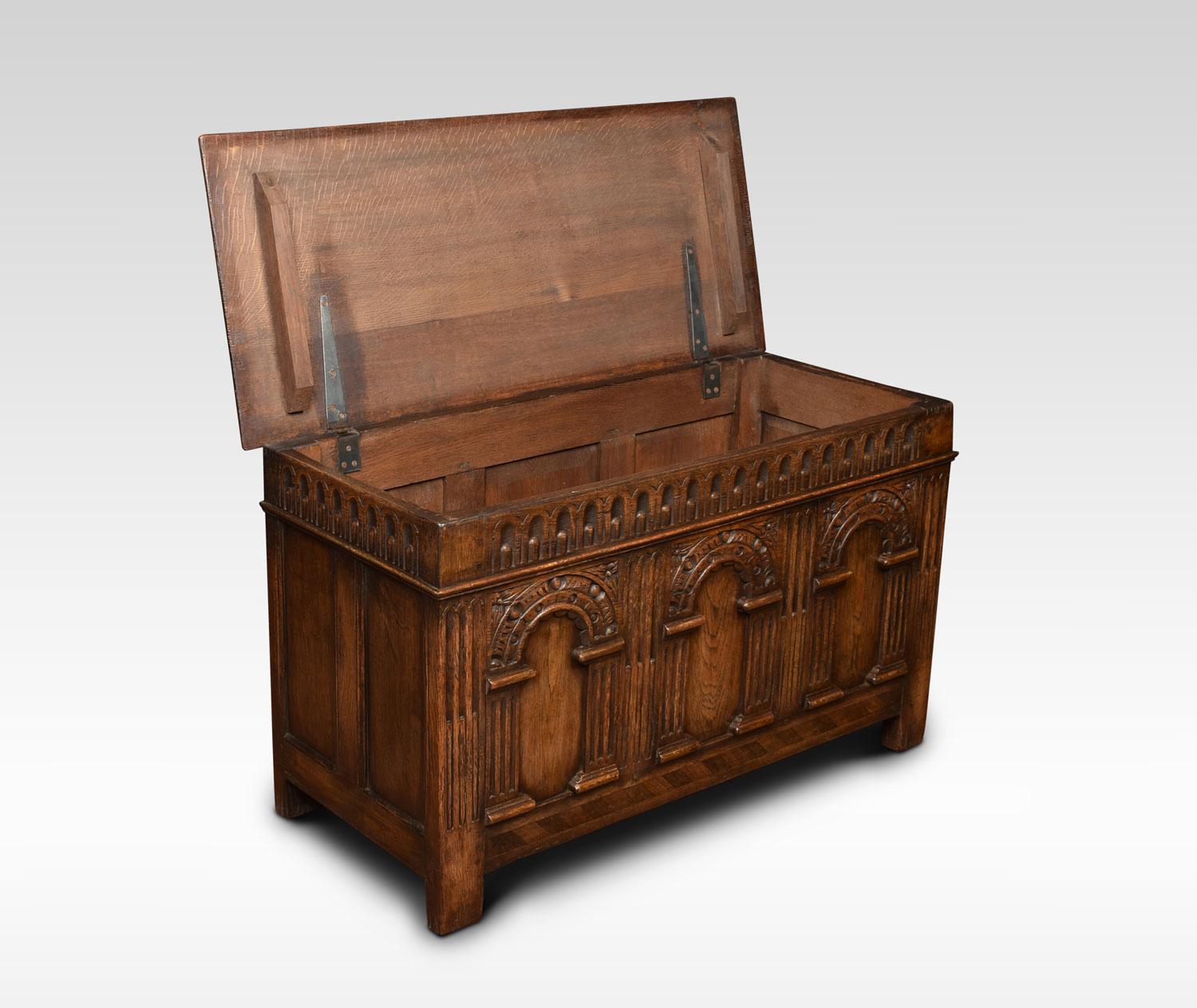 British Oak Carved Coffer Chest