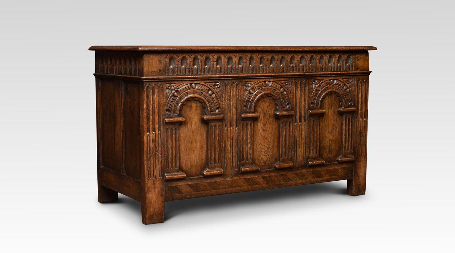 20th Century Oak Carved Coffer Chest