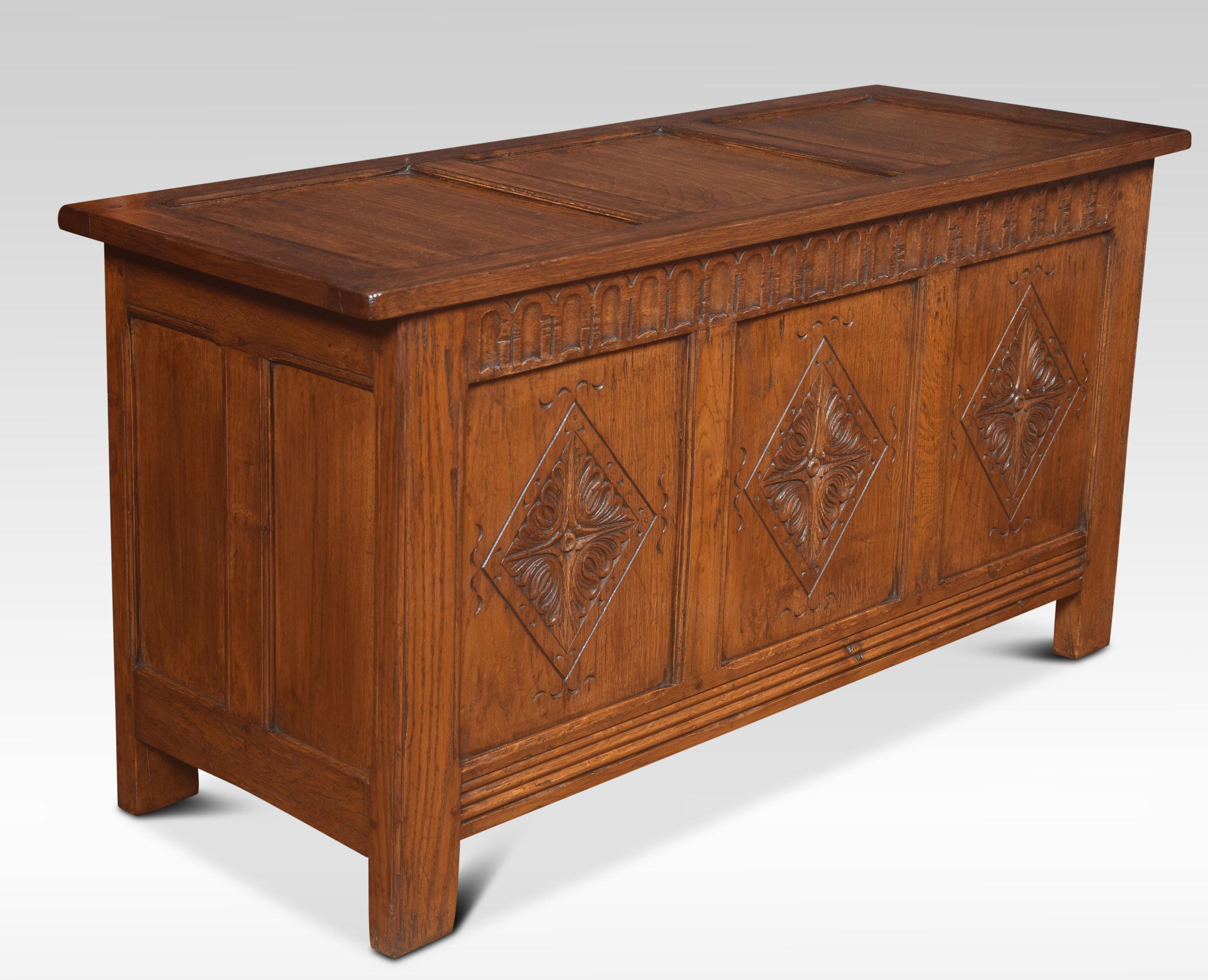 20th Century Oak Carved Coffer Chest