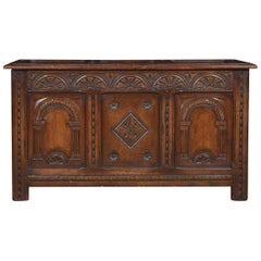 Oak Carved Coffer Chest